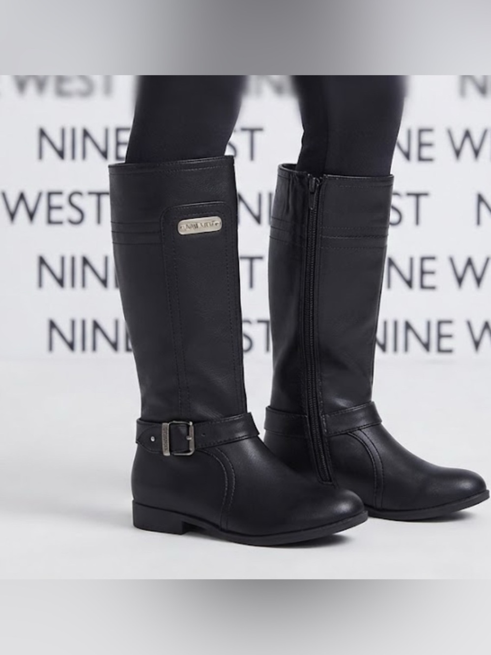 New authentic Nine West designer girls black riding boots sz 3 display